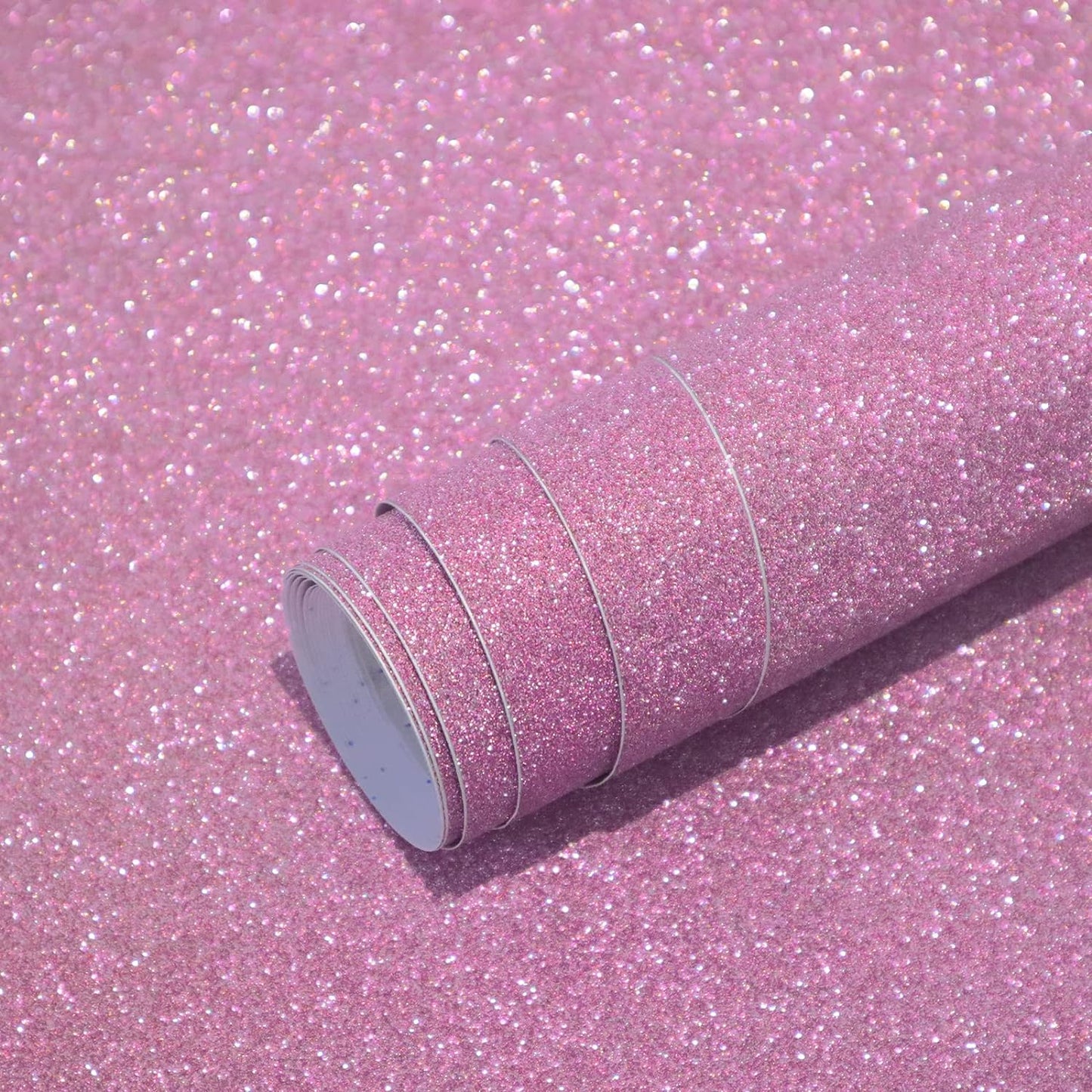 Glitter Pink Contact Paper Glitter Pink Peel and Stick Wallpaper Sparkle Pink Self Adhesive Wallpaper Glitter Decorative Paper for Cabinet DIY Decoration 17.7"x78.7"