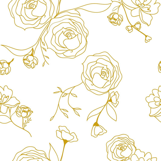 Safiyya Kontaktpapier, florale Tapete, goldene und weiße Kontaktpapier-Tapete zum Abziehen und Aufkleben, Boho-Blumen-Kontaktpapier für Schränke, die Vinylrollen abdecken, 78,7 x 17,3 Zoll