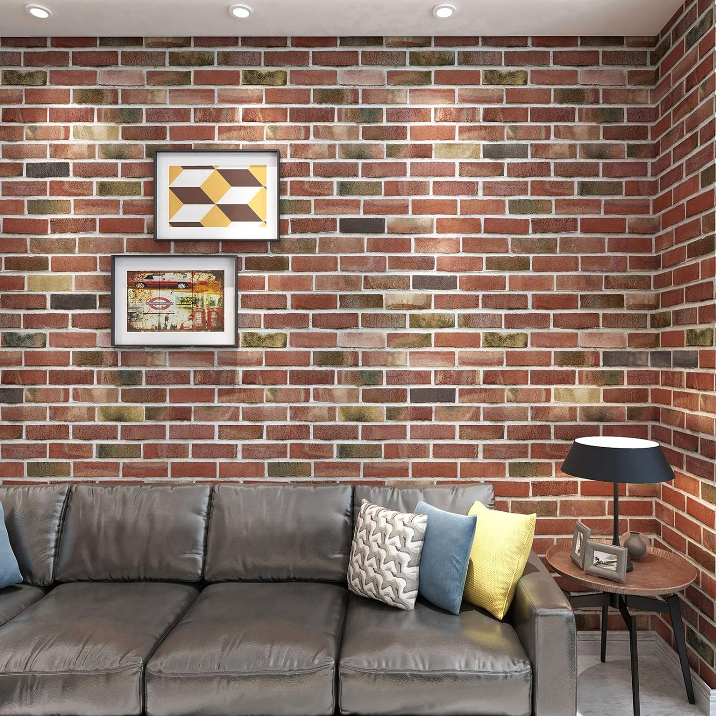 Art3d Paquete de 20 paneles de pared 3D de ladrillo sintético de 105 pies cuadrados, despegables y pegados en color rojo marrón, papel tapiz autoadhesivo de espuma impermeable para dormitorio, baño, cocina