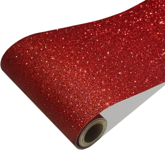 CRE8TIVE Red Glitter Wallpaper Border Peel and Stick Wall Border Fabric Shiny Glitter Red Wallpaper Border Sticker Self Adhesive Removable Red Contact Paper Border for Girls Bedroom Dresser DIY 8"x80"