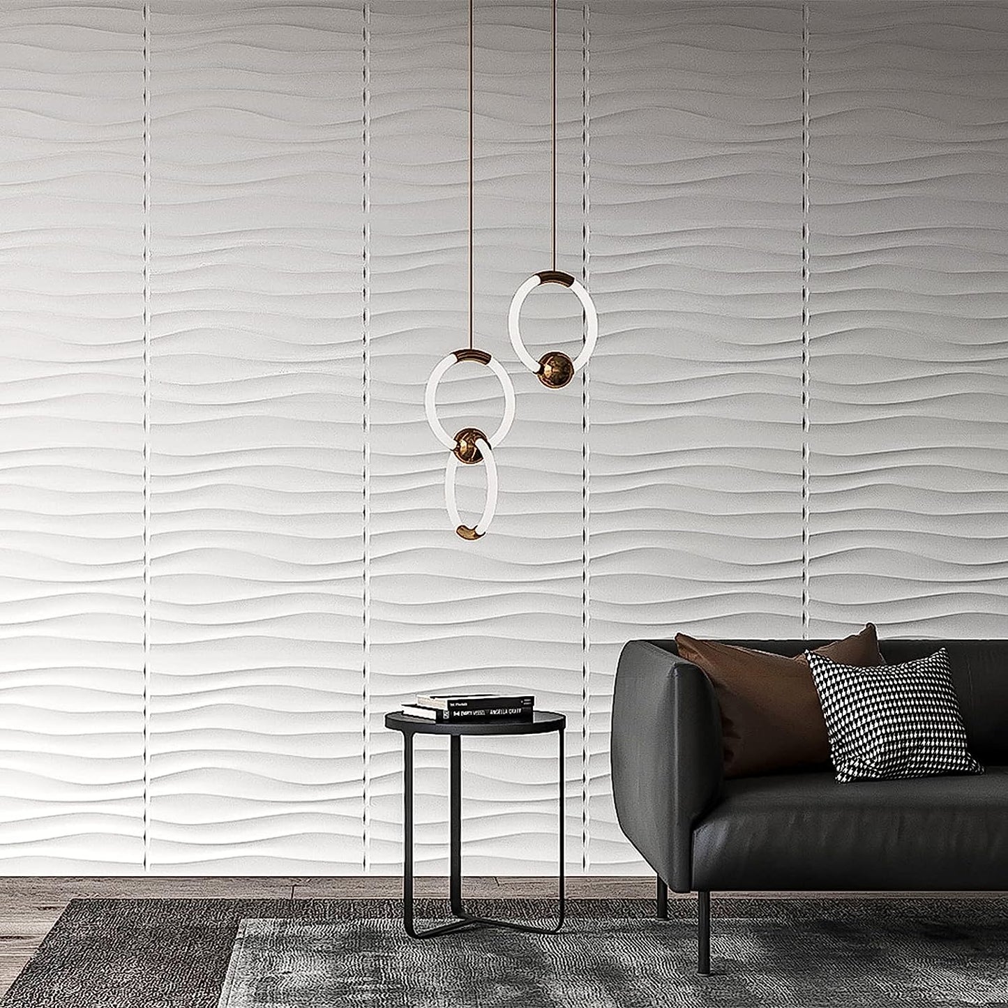 Art3d Panel de pared de plástico 3D, diseño de pared ondulado de PVC, blanco, 19,7" x 19,7" (paquete de 12)