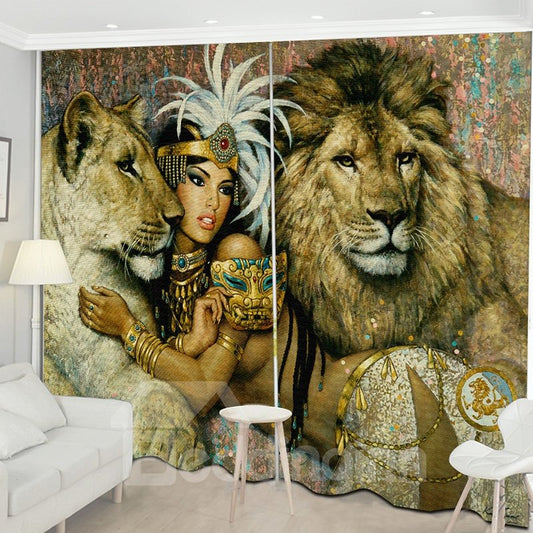 Beddinginn Modern Decoration 3D Lion Curtain Curtains/Window Screens