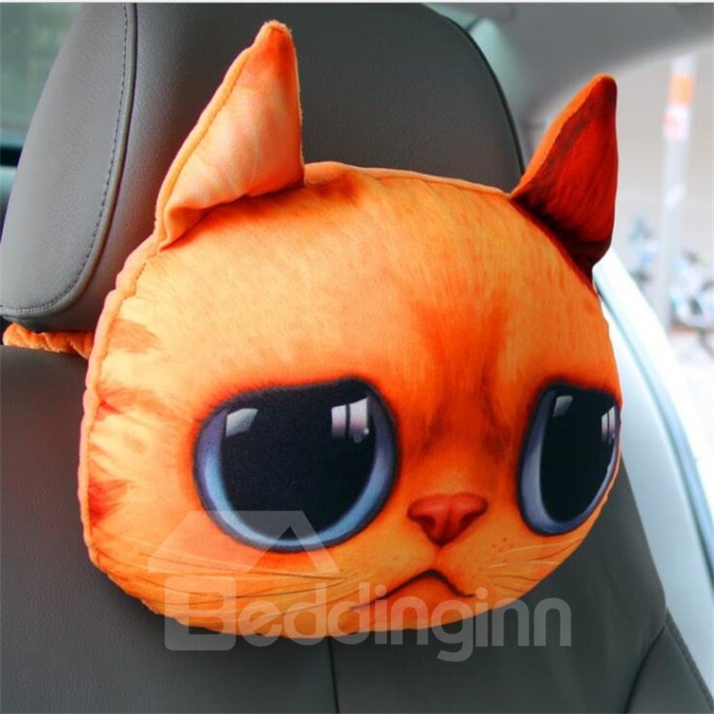 Almohada creativa para el cuello del coche con cara de animal 3D