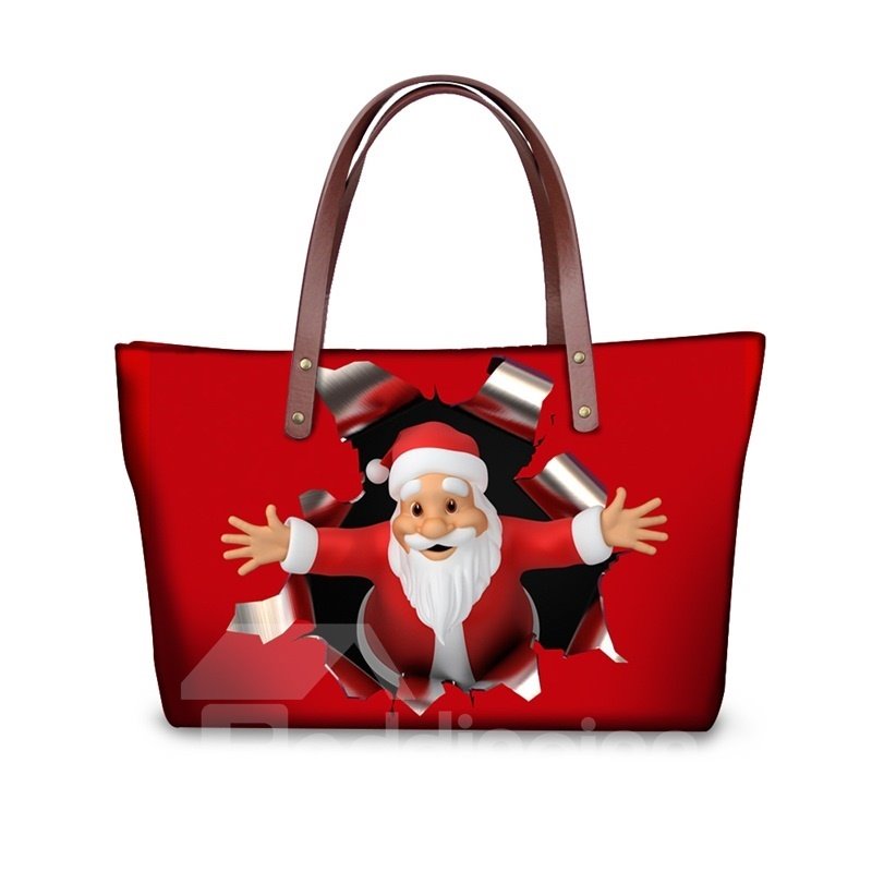 Santa Claus Give You A Hug, wasserdicht, robust, 3D-gedruckt, für Damen und Mädchen, Schultertaschen