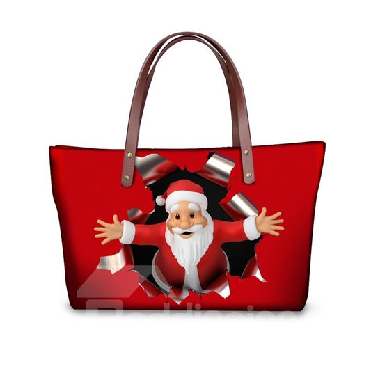 Santa Claus Give You A Hug, wasserdicht, robust, 3D-gedruckt, für Damen und Mädchen, Schultertaschen