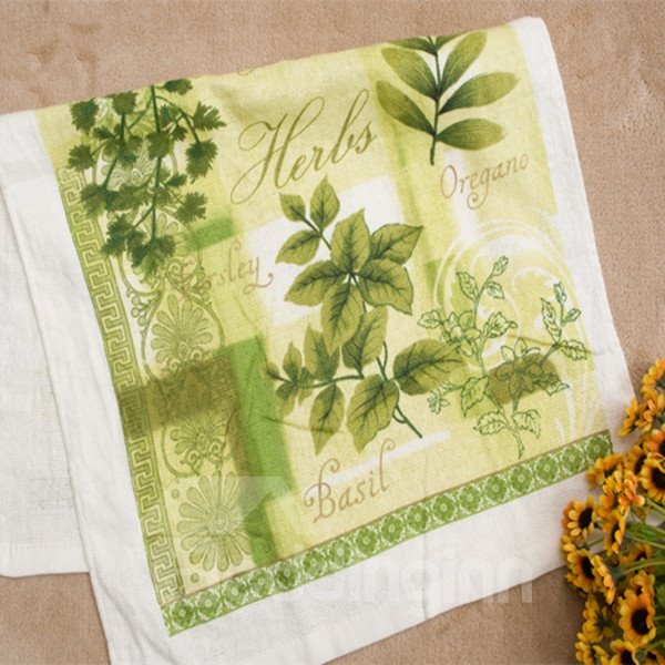 Schöne hochwertige Baumwollhandtücher mit grünen Blättern