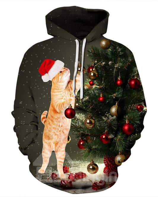 Pullover Weihnachtspullover aus leichtem Polyester im lässigen Stil mit 3D-Bemalung