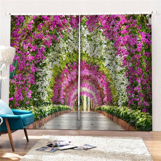 Modern 3D Print Flowers Background Blackout Curtains Decoration 2 Panels Drapes for Living Room Bedroom No Pilling No Fading No off-lining Polyester