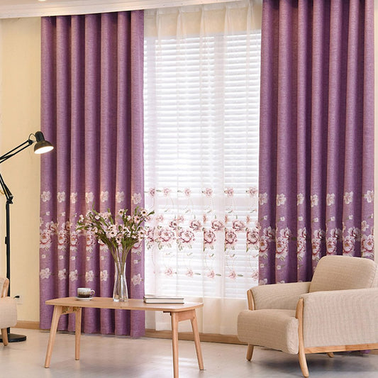 Floral Embroidered Decorative Sheer Curtains for Living Room Custom 2 Panels Breathable Drapes No Pilling No Fading No off-lining
