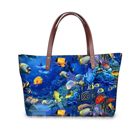 The World of Ocean Bolsos de hombro resistentes al agua y resistentes impresos en 3D para mujeres y niñas