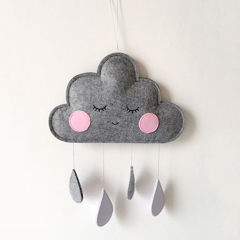 Raindrop Pendant Nordic Wind Felt Cloud Raindrop Pendant Children's Room Tent Decoration Photography Prop Wall Hanging Gray Pink Green