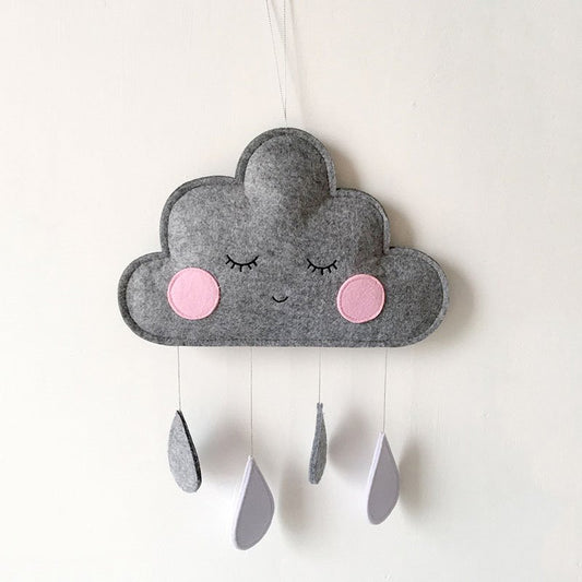 Colgante de gota de lluvia Viento nórdico Fieltro Nube Colgante de gota de lluvia Habitación de los niños Decoración de la tienda Fotografía Prop Colgante de pared Gris Rosa Verde 