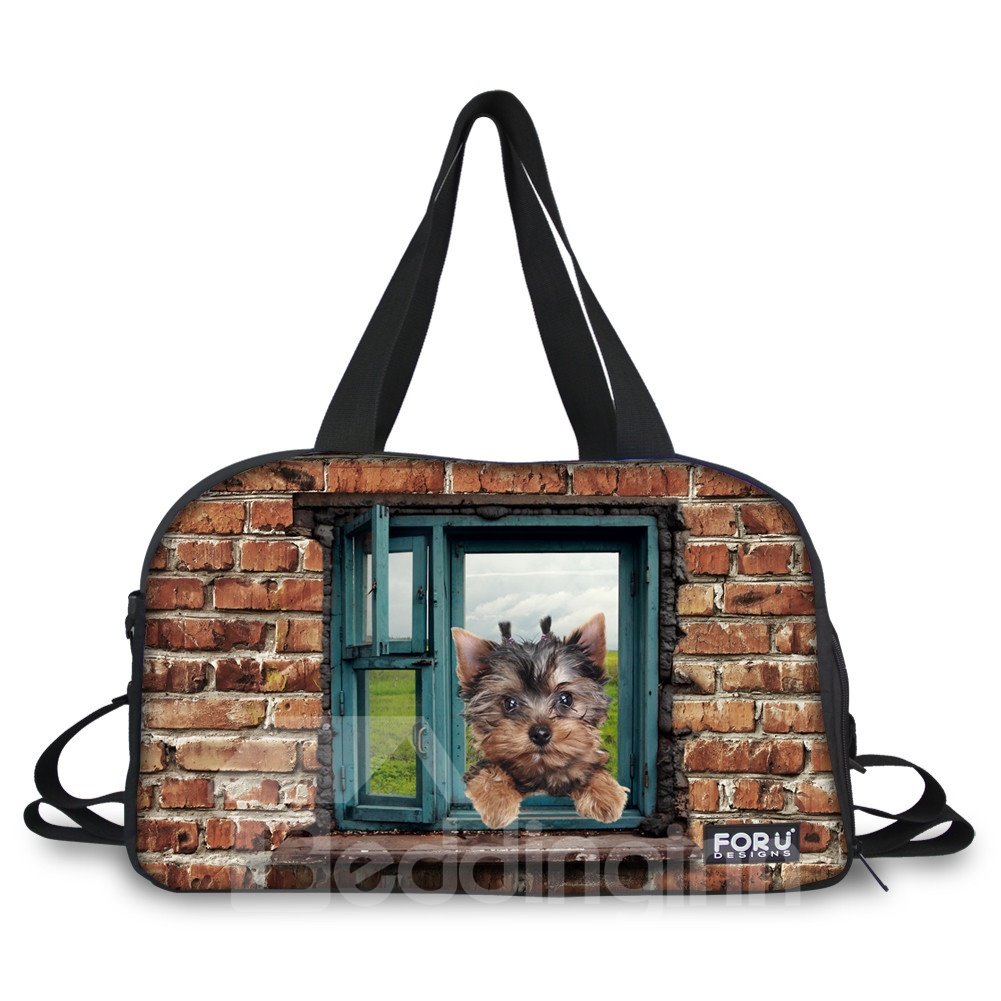 Tier mit Fenstermuster Nylon 3D-Schultertaschen mit großem Fassungsvermögen