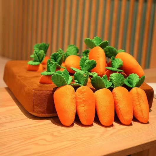 Carrot Snuffle Mat for Dogs, Interactive Dog Plush Puzzle Toys, 2 in 1 Non-Slip Nosework Feed Games, Pet Stress Relief with 12 Carrots