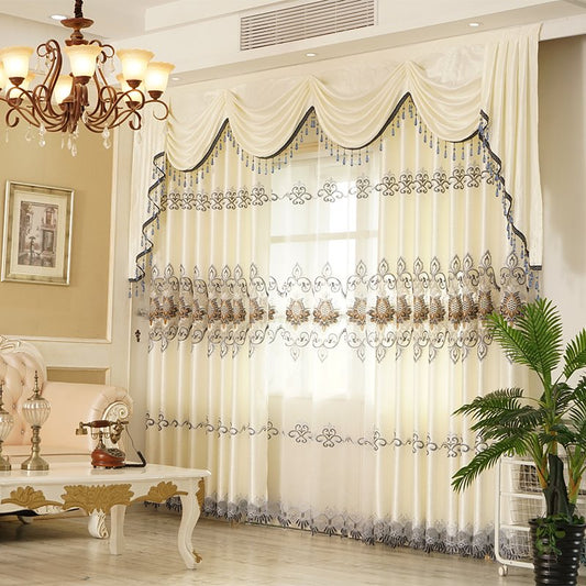 European Chenille Embroidery Custom Blackout Grommet Curtains Ultraviolet-Proof Heat Insulation Water-proof and Windproof Effect No Pilling No Fading No off-lining