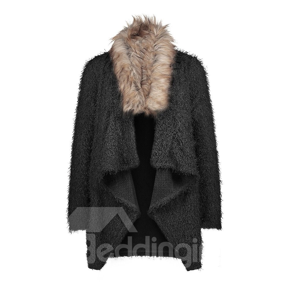 Patchwork-Western-Stil, loses Modell, einfarbiger Cardigan-Mantel