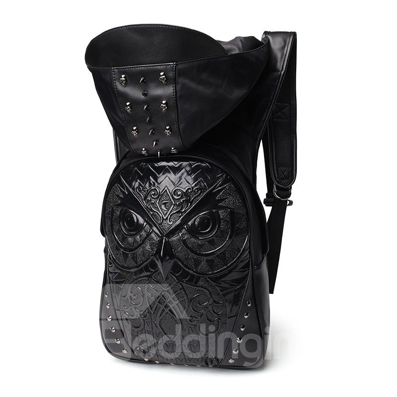 3D Special Design Owl Backpack PU Leather Shoulder Bag