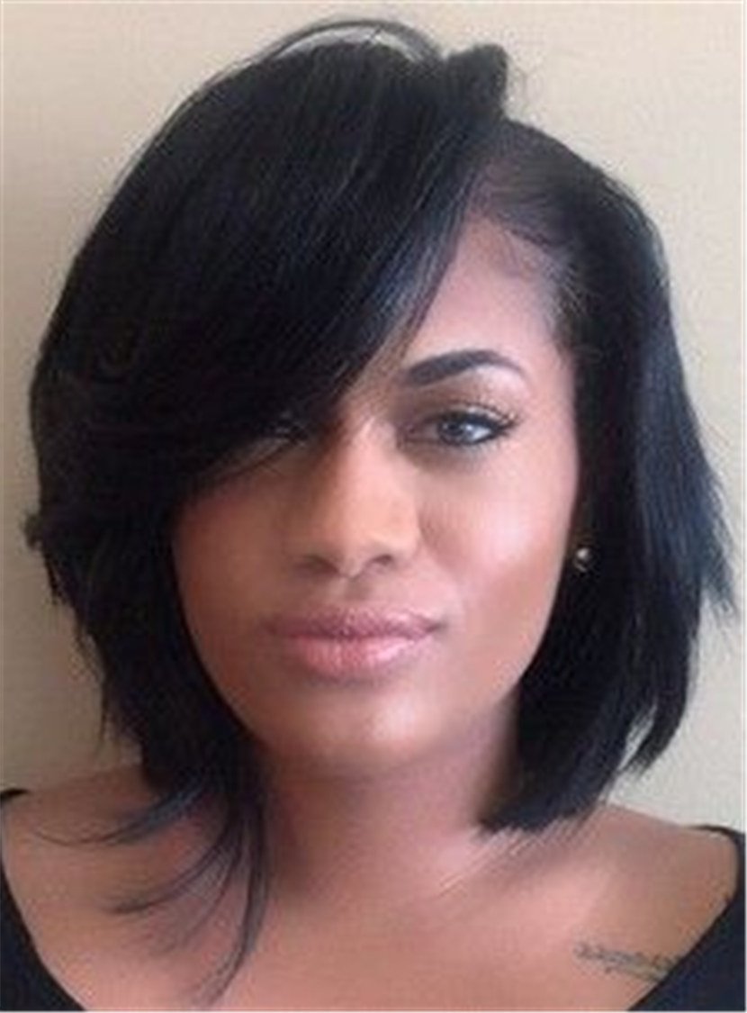 Short Bob Straight Synthetic Hair With Full Bangs Women Wigs Capless 10 Inches