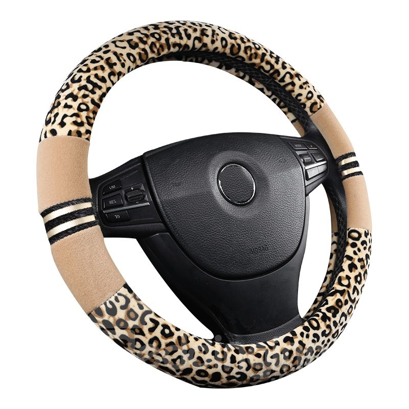 Pantherine Pattern Elegant Splicing Processing Car Steering Wheel Cover