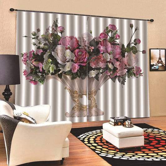 Room Darkening 3D Floral Curtains 2 Panel Set 200 ©O Thick Polyester Silky Satin Polyester Blend Provides an Elegant Look and Silky Soft Touch Good Shading Effect and Anti-ultraviolet Radiation