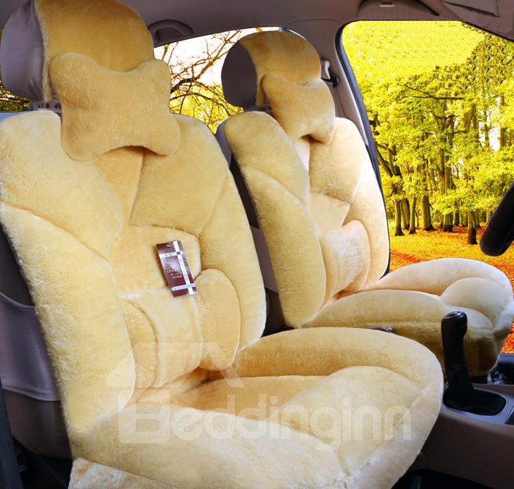 Fundas de asiento de coche de 5 asientos, extremadamente cómodas, material de lana de cordero suave, funda de cojín para vehículos automotrices, SUV, camioneta, juego de ajuste universal, accesorios interiores de automóvil 