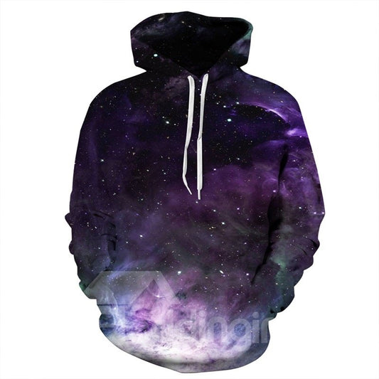 3D-Muster Lila Universeller Galaxy Cooler Langarm-Kapuzenpullover