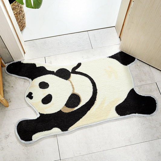 Cartoon Panda Shape Bath Rugs Non-Slip Doormat Water Absorption Carpet Rugs Machine Washable for Kids Bath Mat Bathroom Accessories