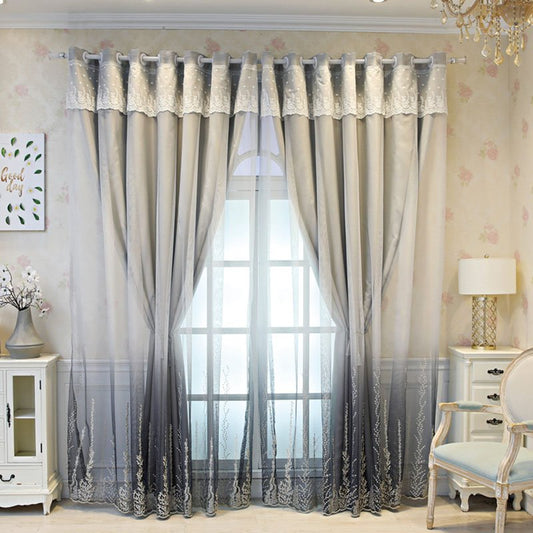 Custom European Decoration Blackout Sheer and Lining Curtain Sets for Living Room Bedroom