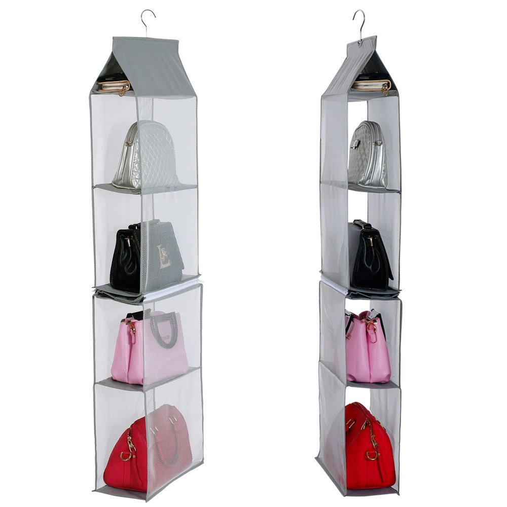 Abnehmbare Aufbewahrungstasche aus Oxford-Stoff mit vier Fächern für Taschen im Kleiderschrank 