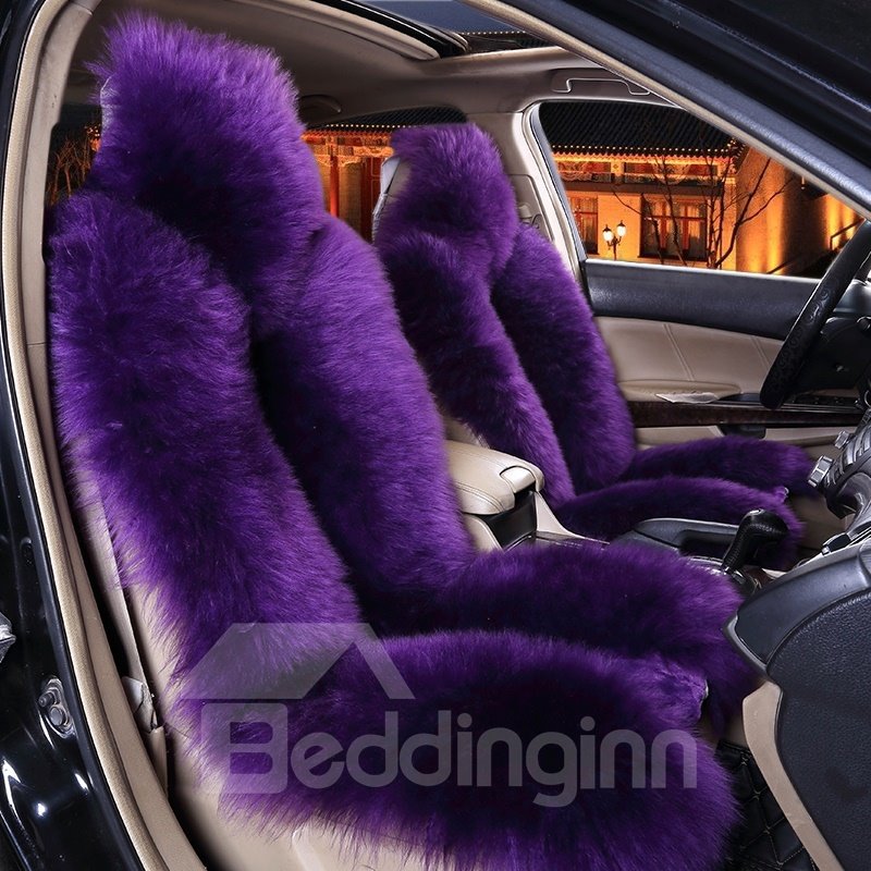 Purple Ultimate Warm Fluffy Material Winter Universal Car Seat Covers