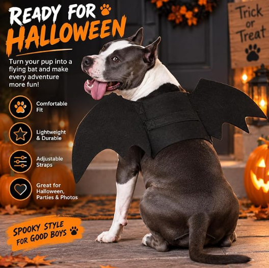 Dog Bat Wings Costume L, Dog Bat Costume for Halloween Cosplay Party