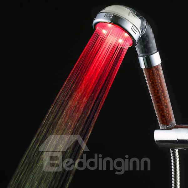 Unique Silver LED Shower Head Many Colors Changing by Temperature
