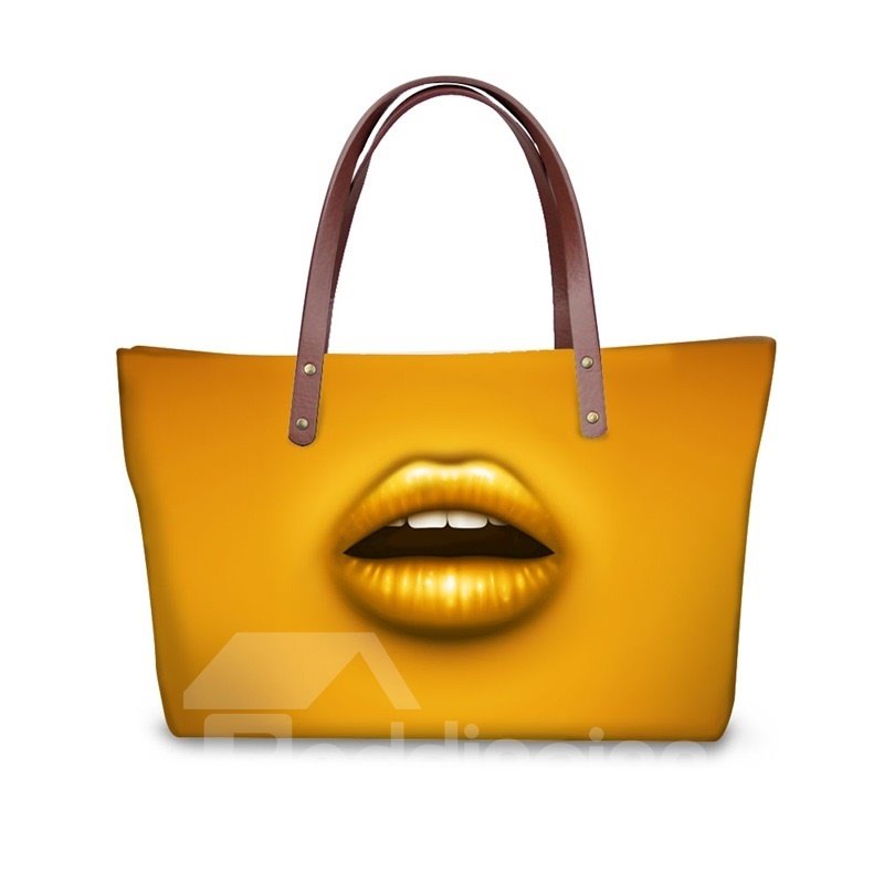 Coloful Lips Waterproof Shoulder 3D Printed HandBags