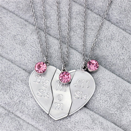 3 piezas de collares para madre e hija de acero de titanio, hermana mayor, mamá, hermana pequeña, colgante de rompecabezas, collar en forma de corazón, joyería familiar, regalo de cumpleaños, Día de Acción de Gracias, regalos del día de la madre