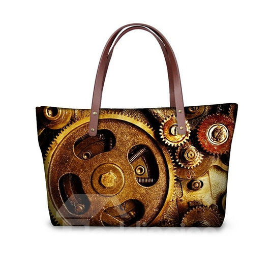 Bolso de hombro impreso 3D impermeable con patrón de muchos engranajes