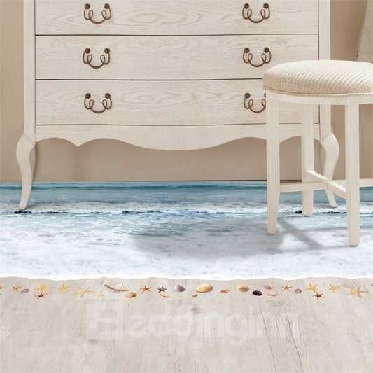 Etiquetas engomadas autoadhesivas del piso respetuosas del medio ambiente impermeables del PVC impresas en la playa 3D