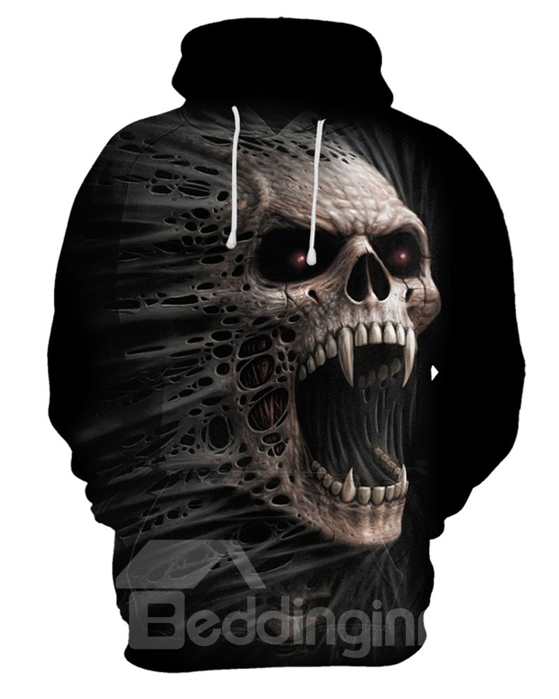 Halloween Skull Cool Design Loose Model Pullover 3D Painted Hoodie
