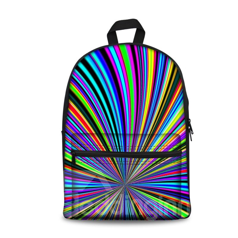 New Fashion 3D Radial Colorful Stripes Backpack Students School Campus Bags