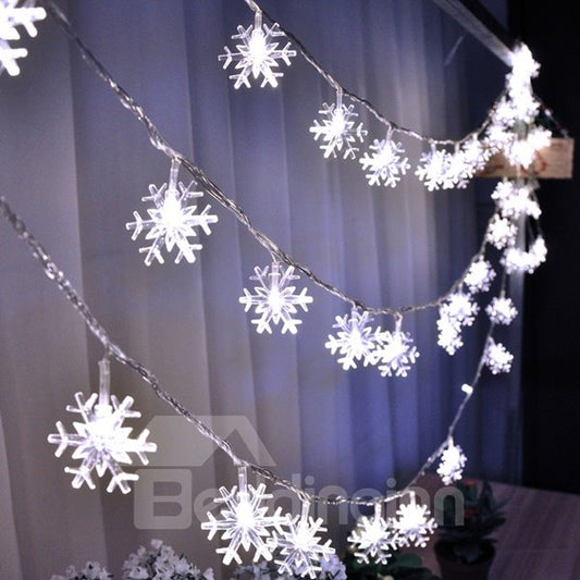 Luces de cadena LED con forma de copo de nieve de 32,8 pies para decoración interior y exterior de Navidad blanca