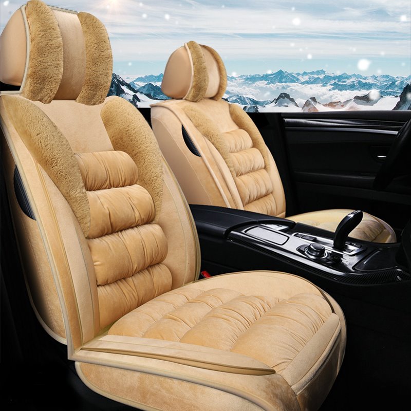 Full Coverage Fine Texture Soft Not Wool Not Ball Don't Rub Off Elegant And Luxurious Flannel Material Warm Breathable For Winter Universal 5-Seater Covers for Most Sedans &Truck &SUV