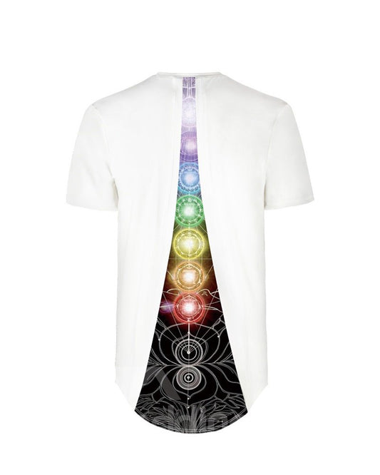 Geometrisches Musterdesign auf der Rückseite des 3D-bemalten T-Shirts