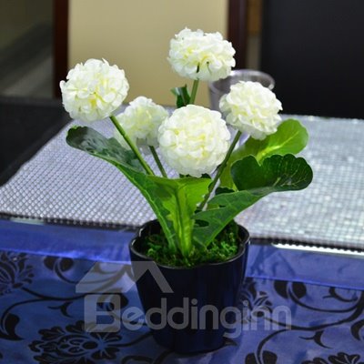 Hermosa hortensia en maceta con diseño de flores, juego de flores artificiales