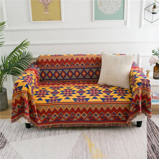 Boho-Sofa-Couch-Überwurf, Decke, Schonbezug, Bett-Liegestuhl-Überwurf, Sofabezug, bunt, Chenille, gewebt, Bohemian-Dekor, groß/übergroß 