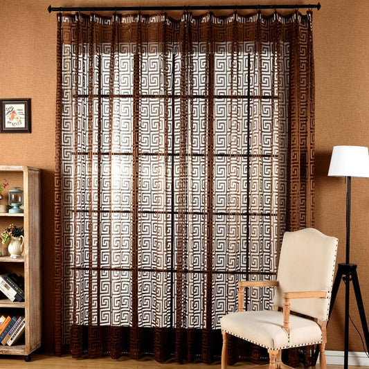 Cortinas transparentes clásicas, cortinas de gasa blancas y café oscuro, nobles y elegantes para la decoración del dormitorio de la sala de estar, cortinas personalizadas de 2 paneles, transpirables