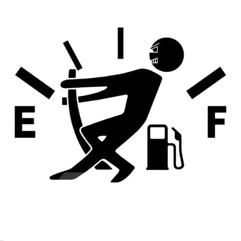 Lustiger Autoaufkleber „Warnung vor Kraftstoffmangel“.