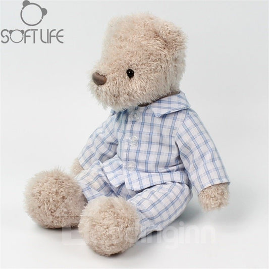 Kleiner Bär mit Kleidung, weiches Plüsch-Baby-Schlaf-/Tröstkissen-Spielzeug