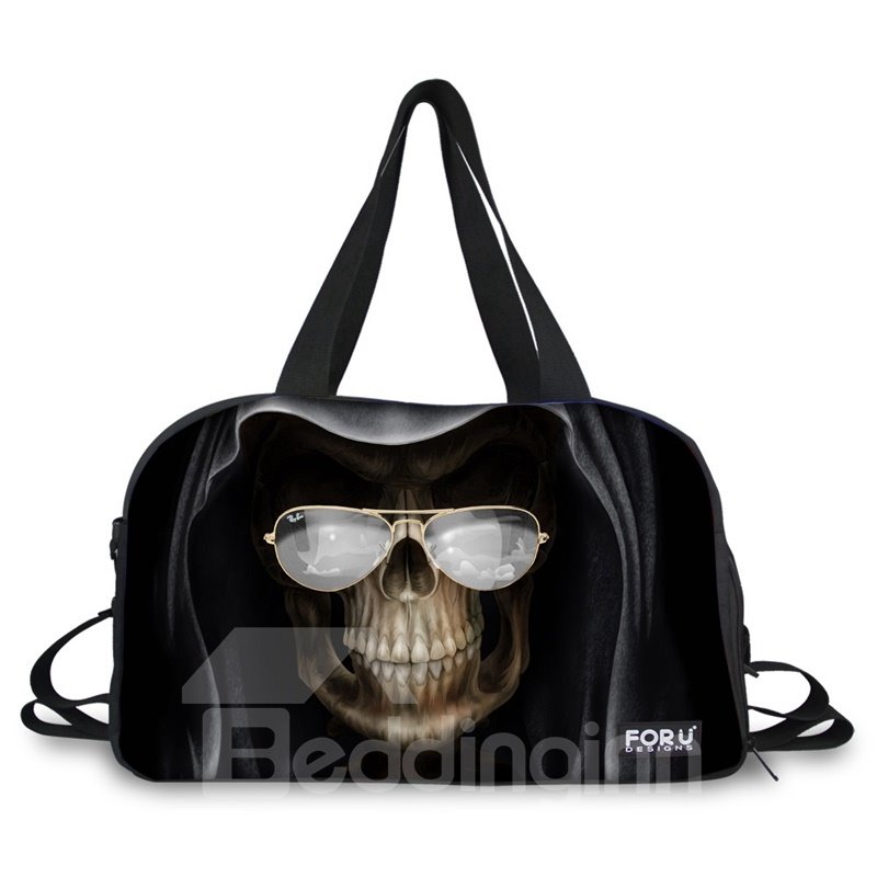 Unique Skull with Glasses Pattern 3D Painted Travel Bag