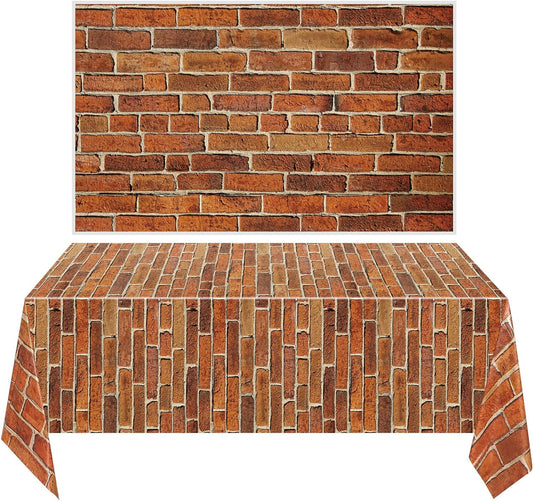 2 Sheets 4.5 x 9 Feet Brick Stone Wall Backdrop Stone Wall Scene Setter Brick Sheet Wallpaper Curtains Door Removable Brick Tablecloth Photo for Winter/Halloween Christmas Party (Retro Red, Brick)