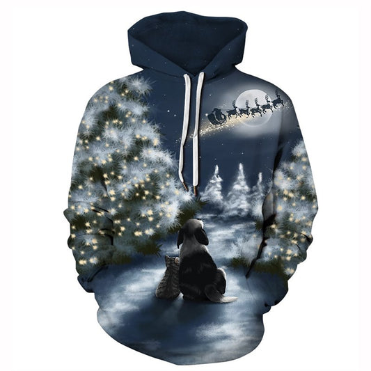 Sudaderas con capucha realistas unisex con estampado 3D, sudadera navideña, sudaderas con bolsillo frontal, regalos navideños para hombres y mujeres 