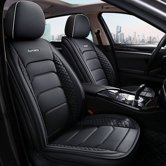 Umweltfreundlich, hautfreundlich, einfacher Stil, hochwertiges Leder, 5-Sitzer-Sitzbezüge, universelle Passform, Airbag-kompatibel, sicher, bequem und langlebig 